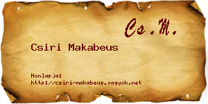 Csiri Makabeus névjegykártya